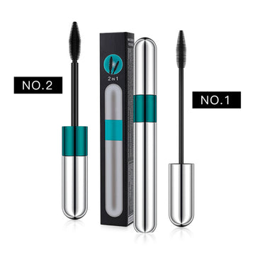 Mascara 2 en 1 mascara fibre de soie 4D volume imperméable noir silk fiber volume mascara cosmétiques imperméables anti-bavure